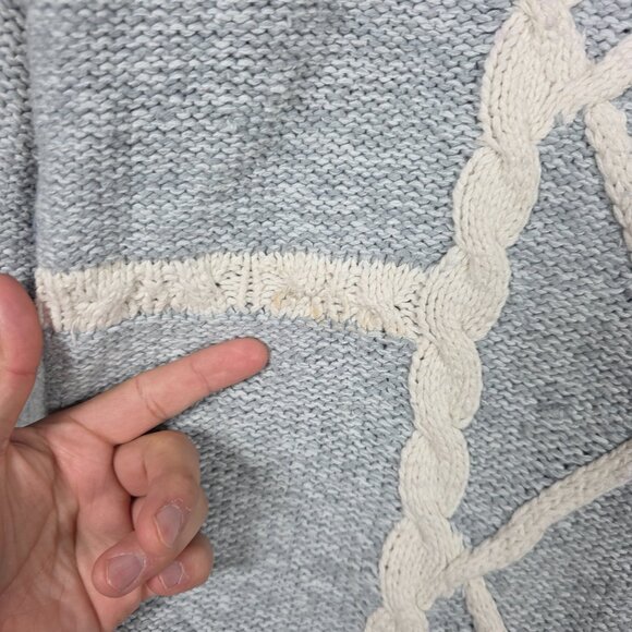 Vintage Grandma Sweater Womens Size Large 3D Cable-Knit Pullover Argyle USA 90s - Picture 10 of 13